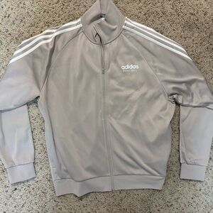 Adidas Men's Kacki Basketball Full Zip Track Jacket